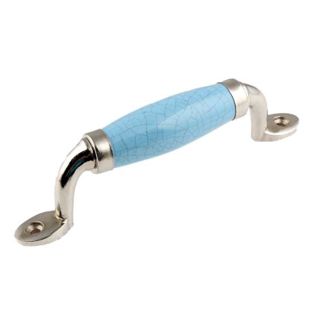 Turquoise Crackle Small Ceramic Silver Door Handles